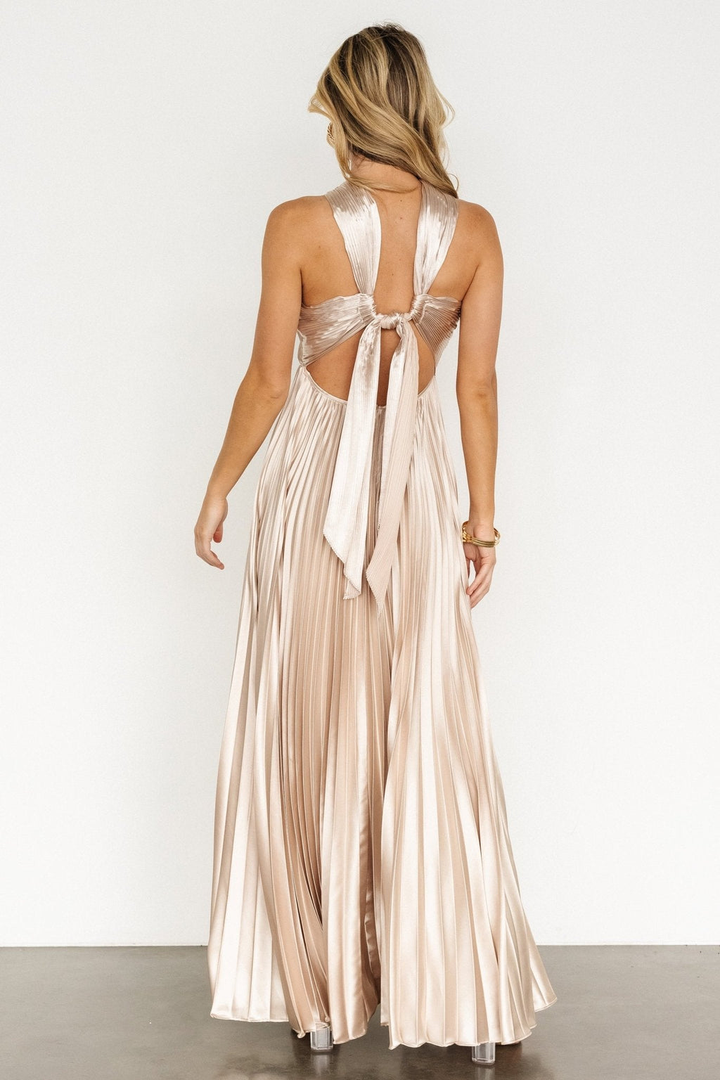 Sandra Pleated Maxi Dress | Champagne