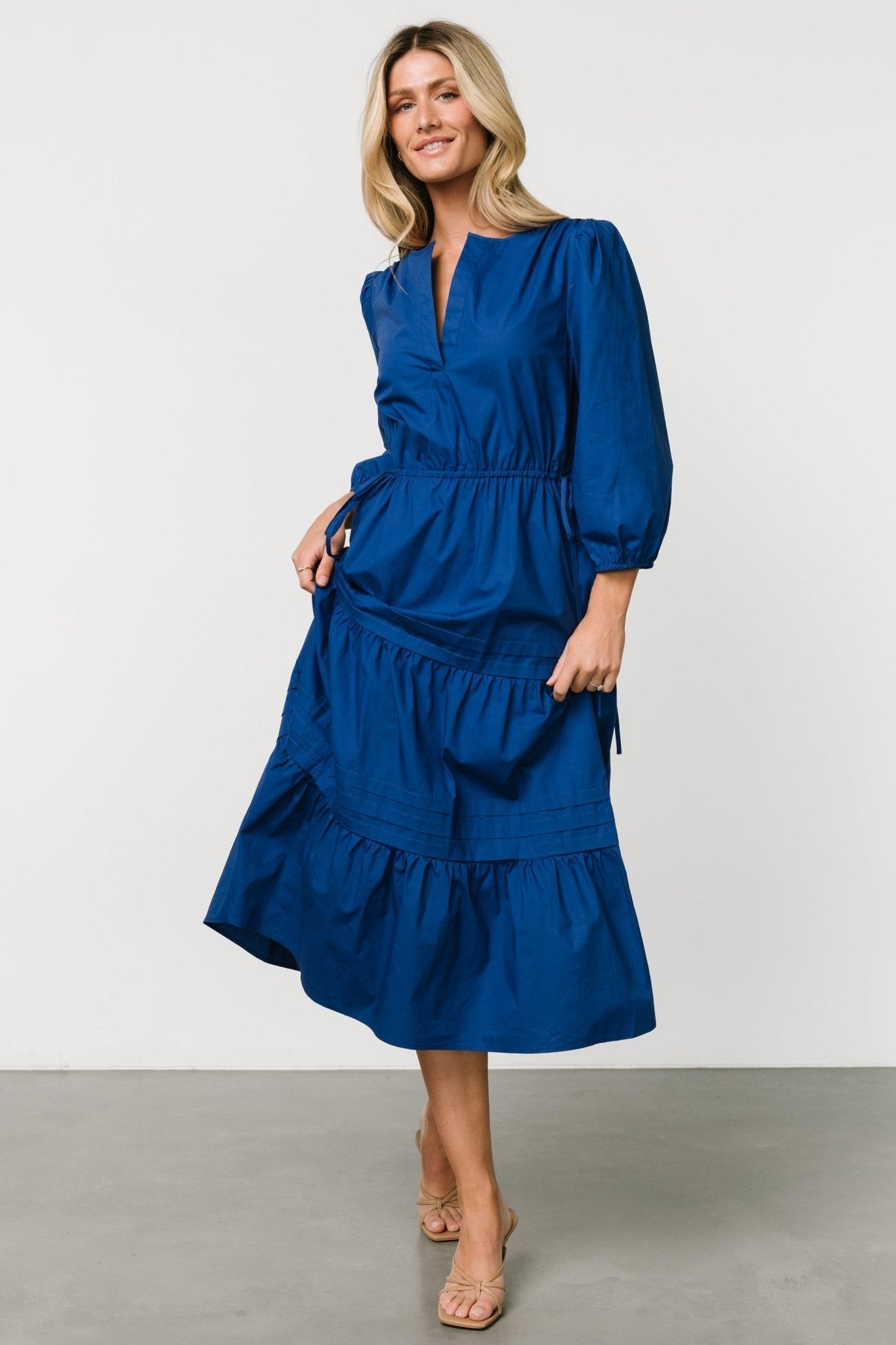 Santa Fe Poplin Midi Dress | Cobalt