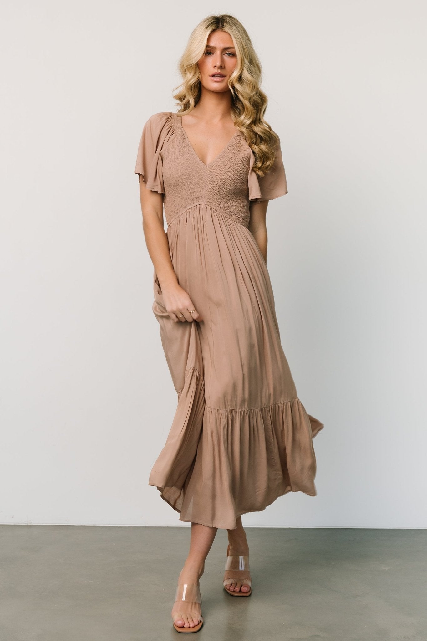 Scarlett Smocked Dress | Mocha