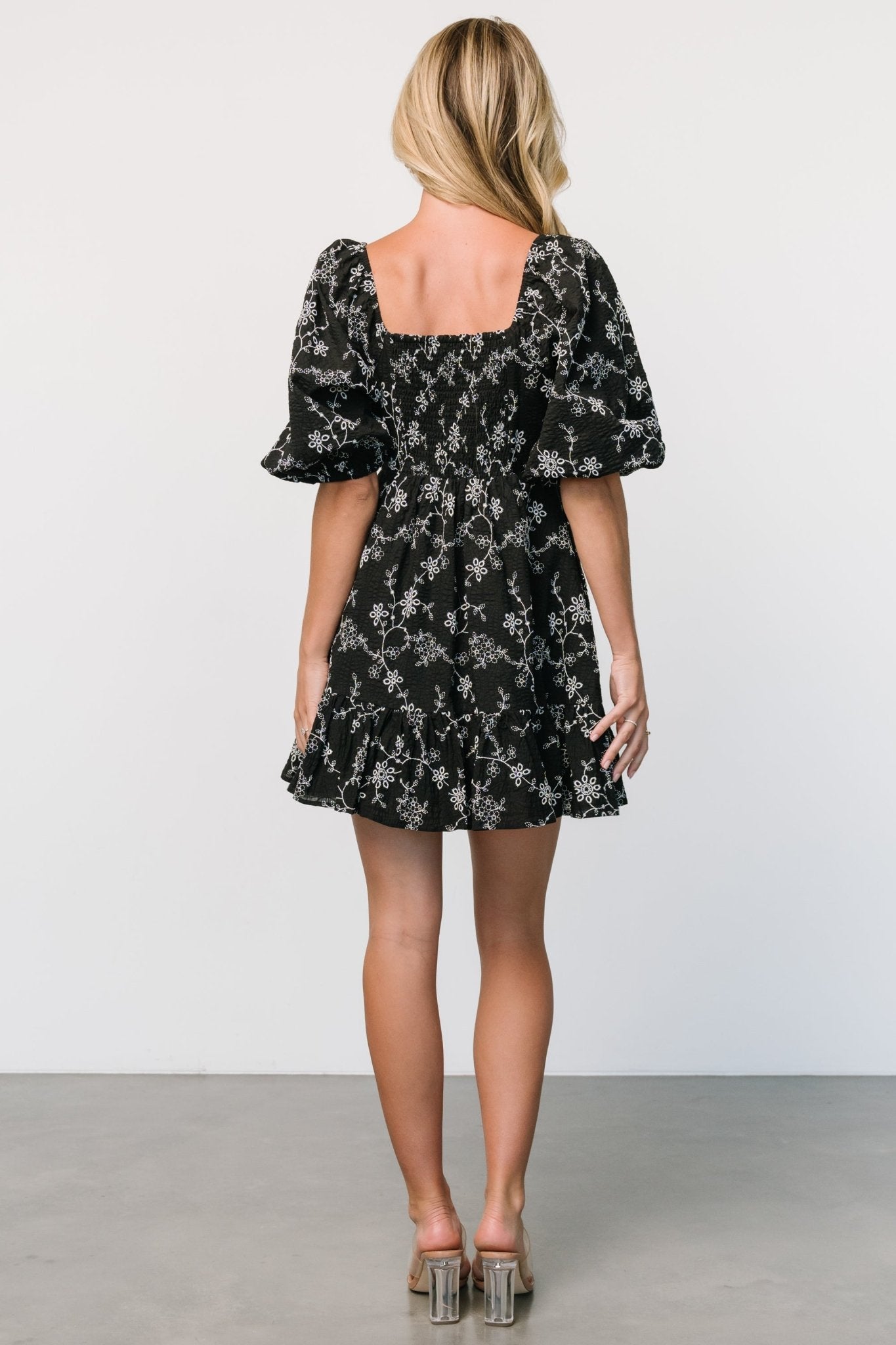 Serres Eyelet Mini Dress | Black + White