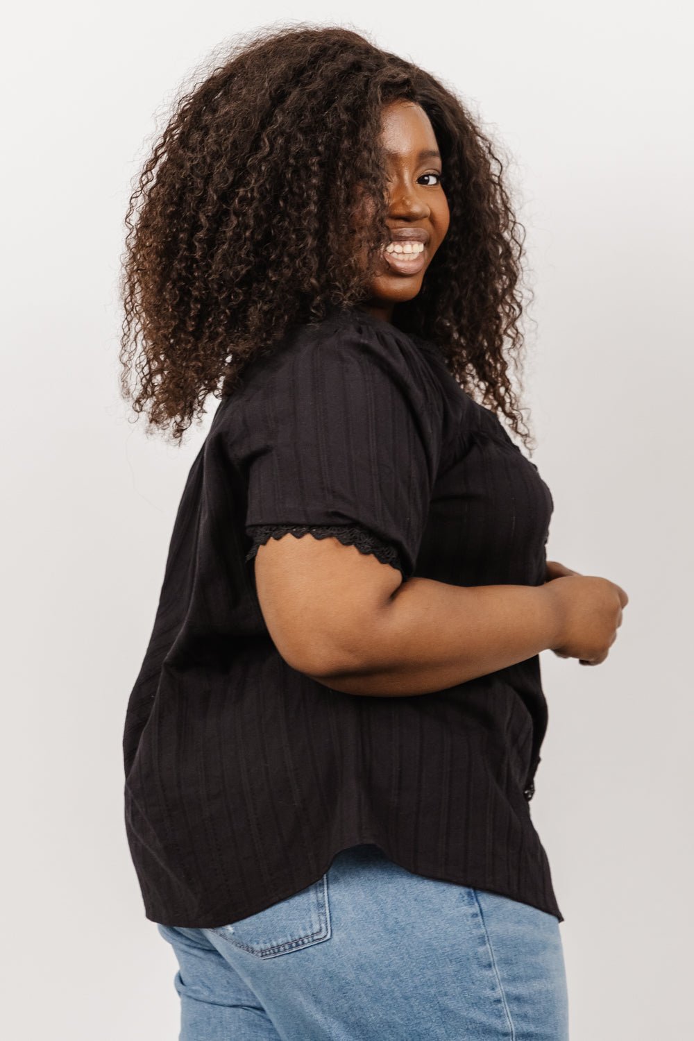 Sloane Button Top | Black