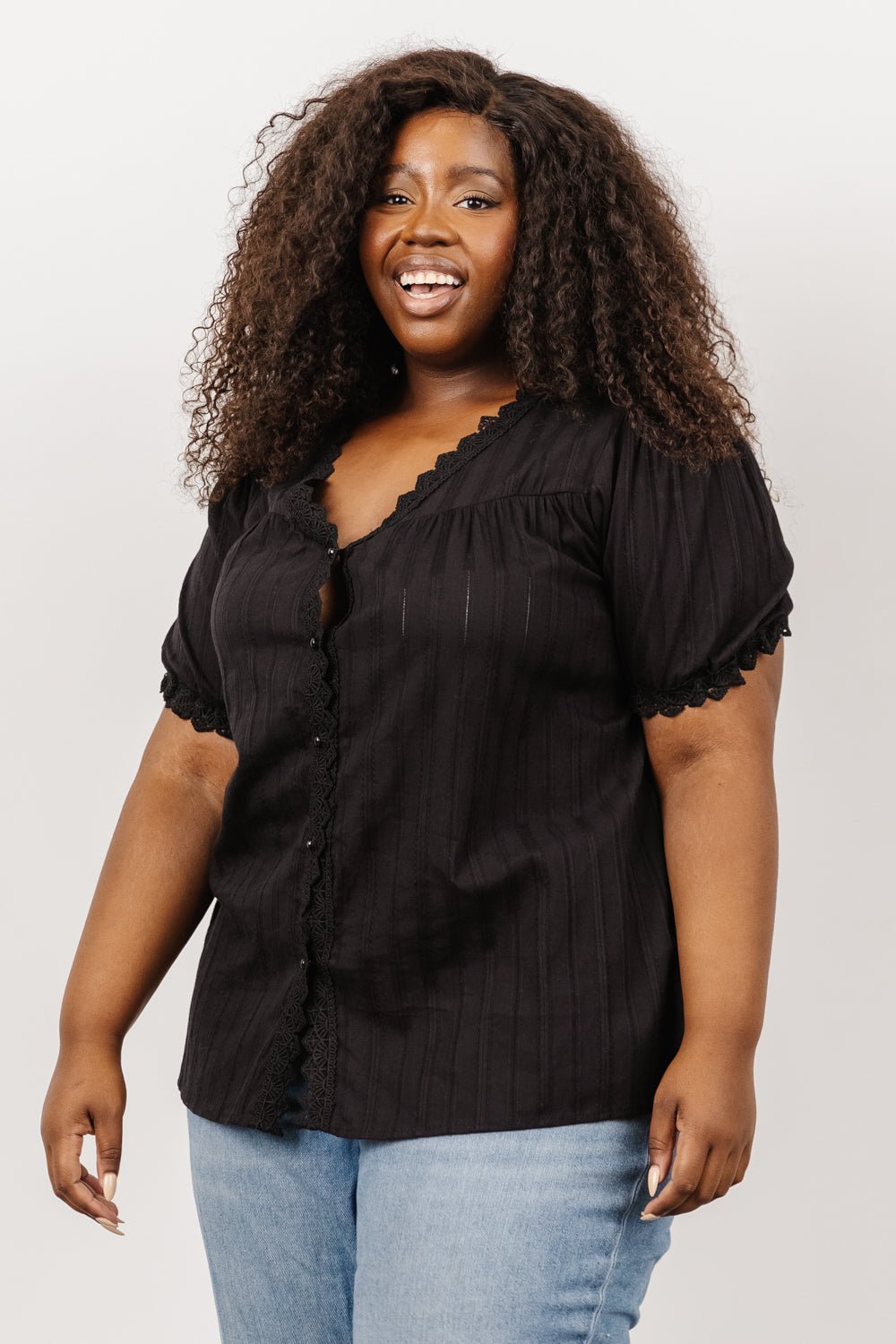 Sloane Button Top | Black