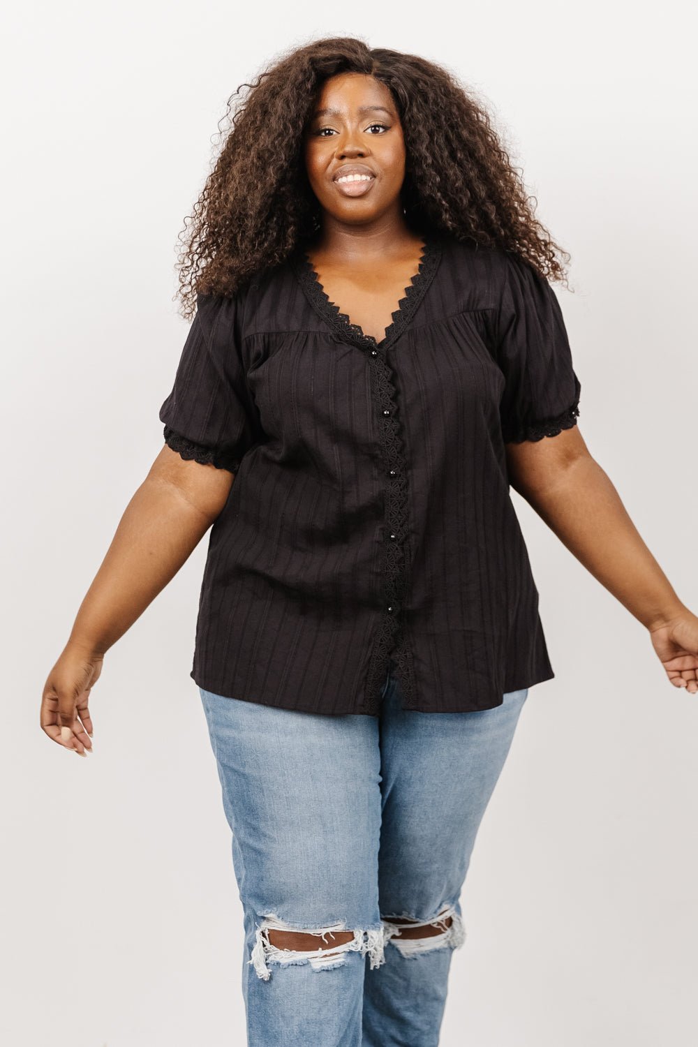 Sloane Button Top | Black