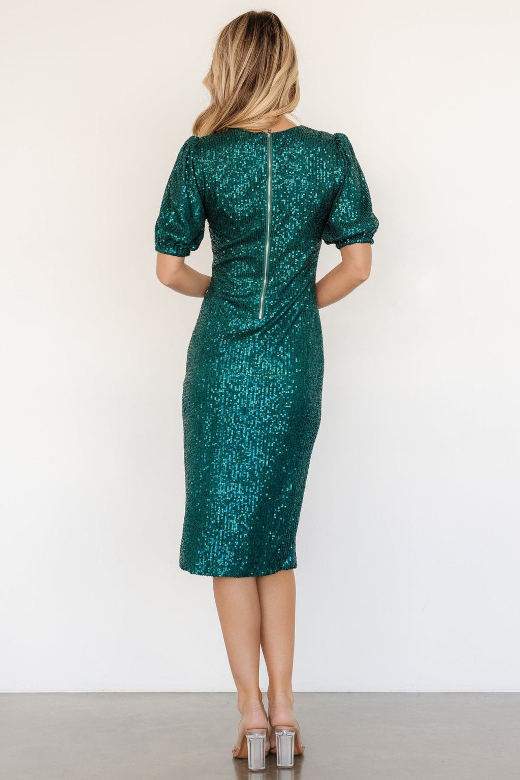 Socorro Sequin Midi Dress | Emerald