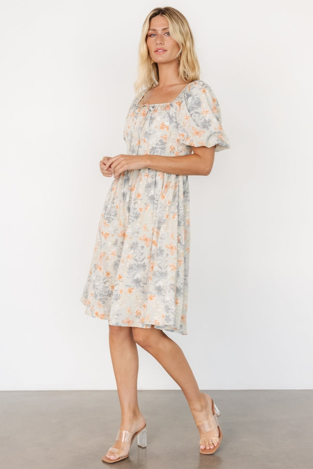 Sonnet Short Dress | Dusty Blue Print