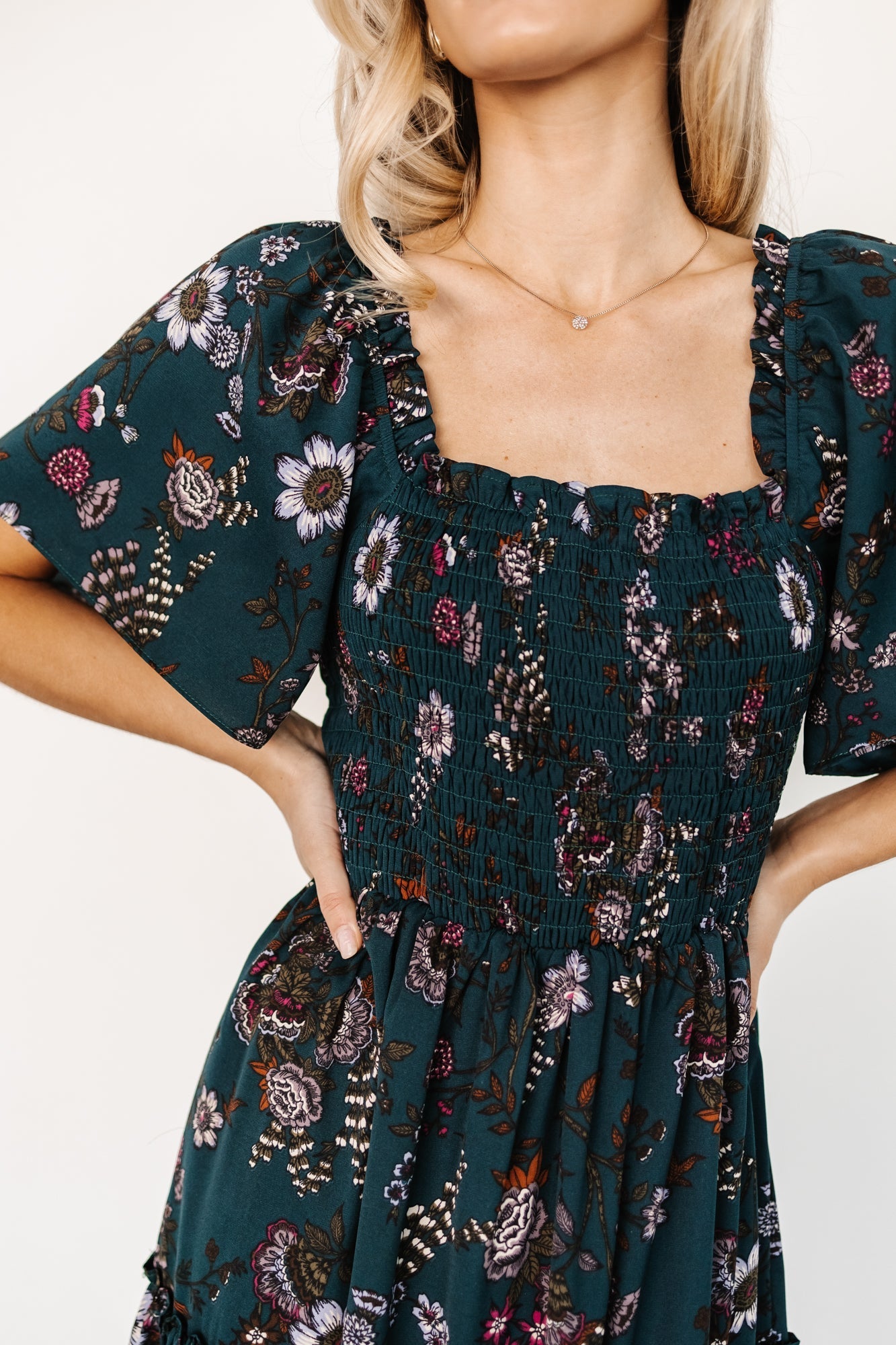 Southampton Smocked Maxi Dress | Jade Blossom