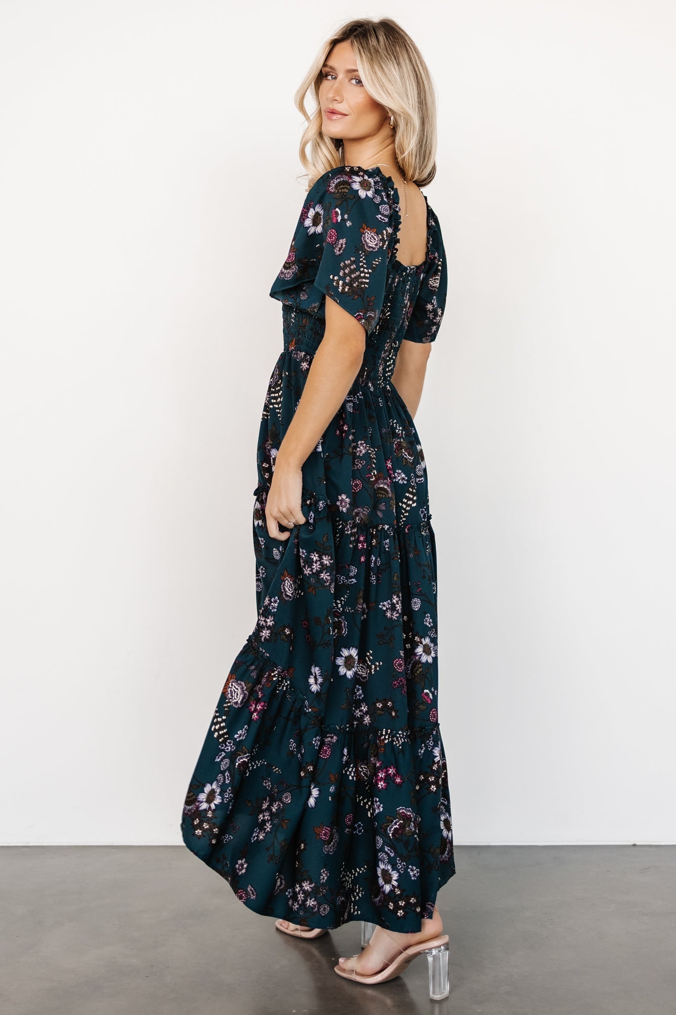 Southampton Smocked Maxi Dress | Jade Blossom