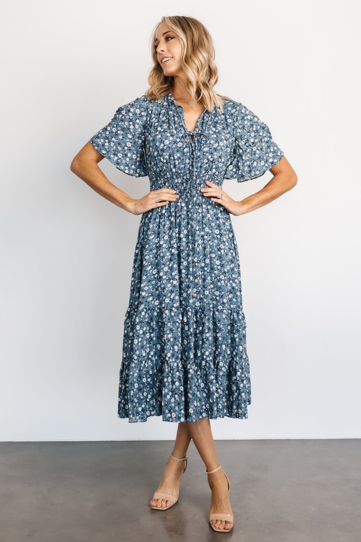 Spell Boho Midi Dress | Blue Floral