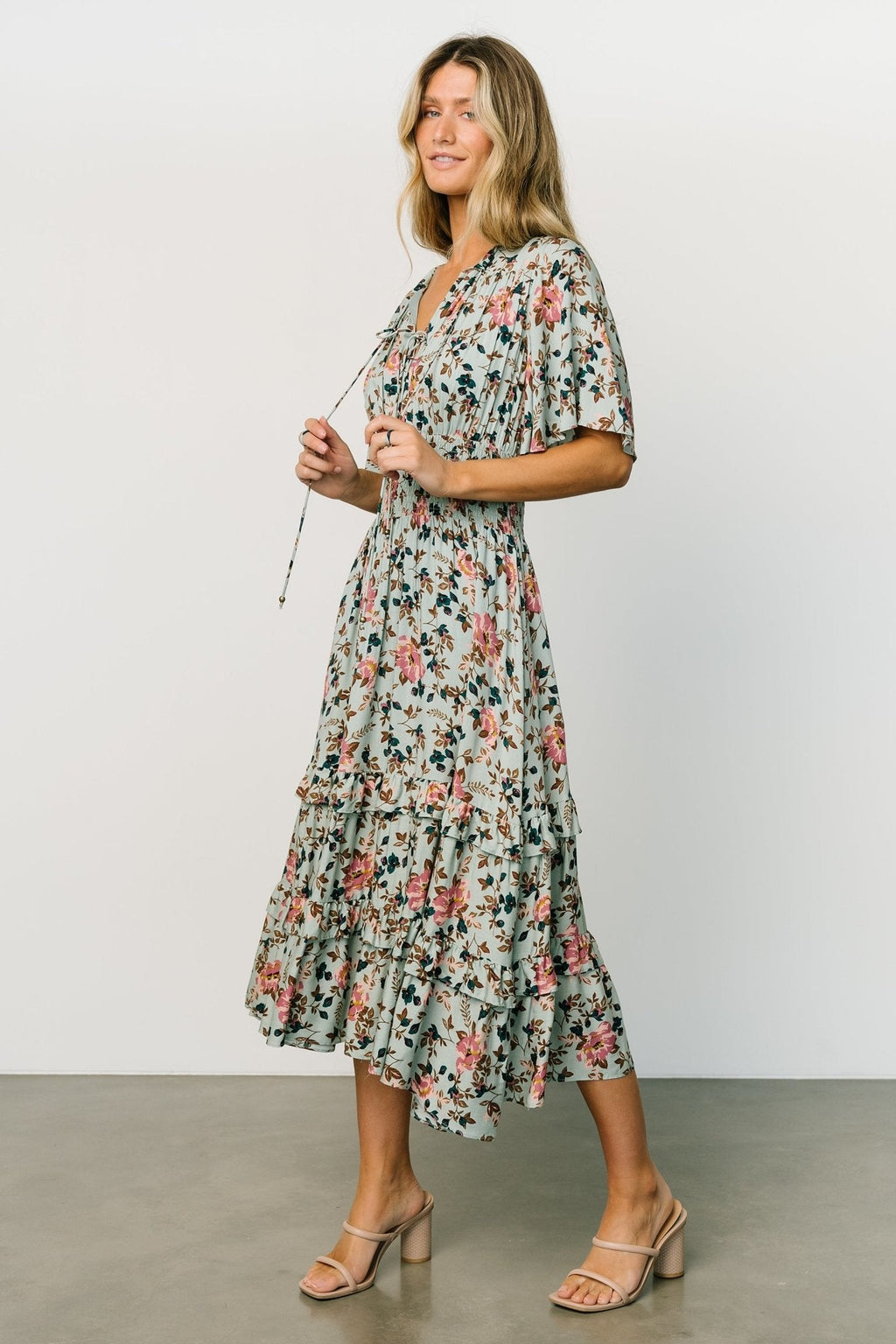Spell Boho Midi Dress | Sage + Pink Floral