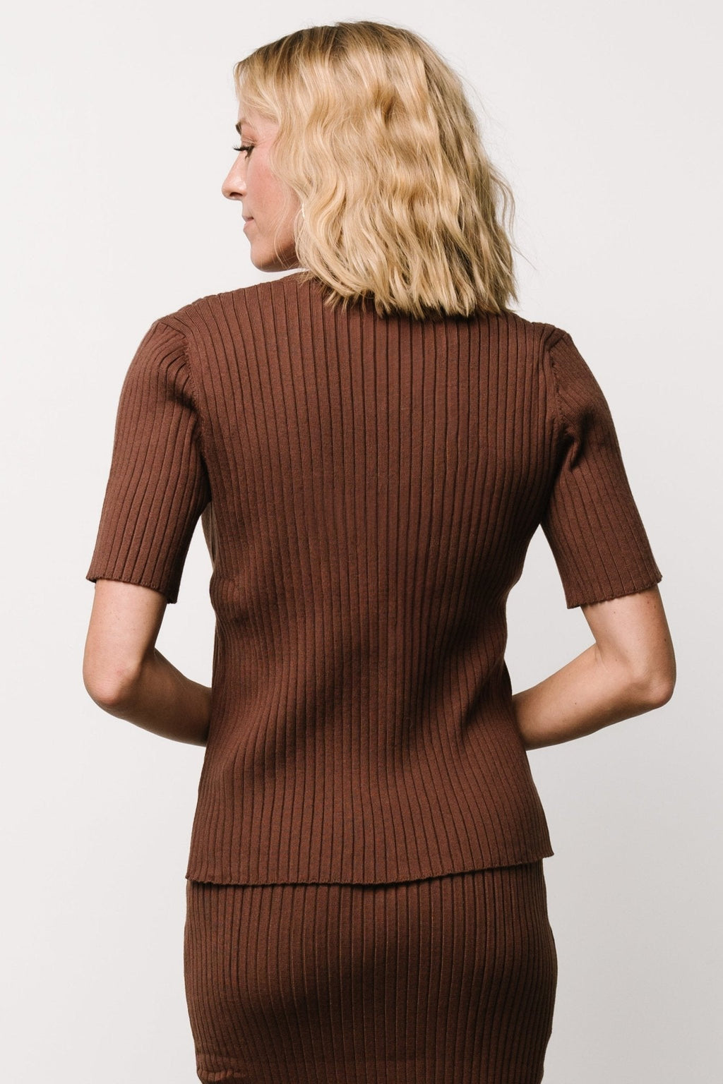 Stormi Ribbed Sweater Top | Brown