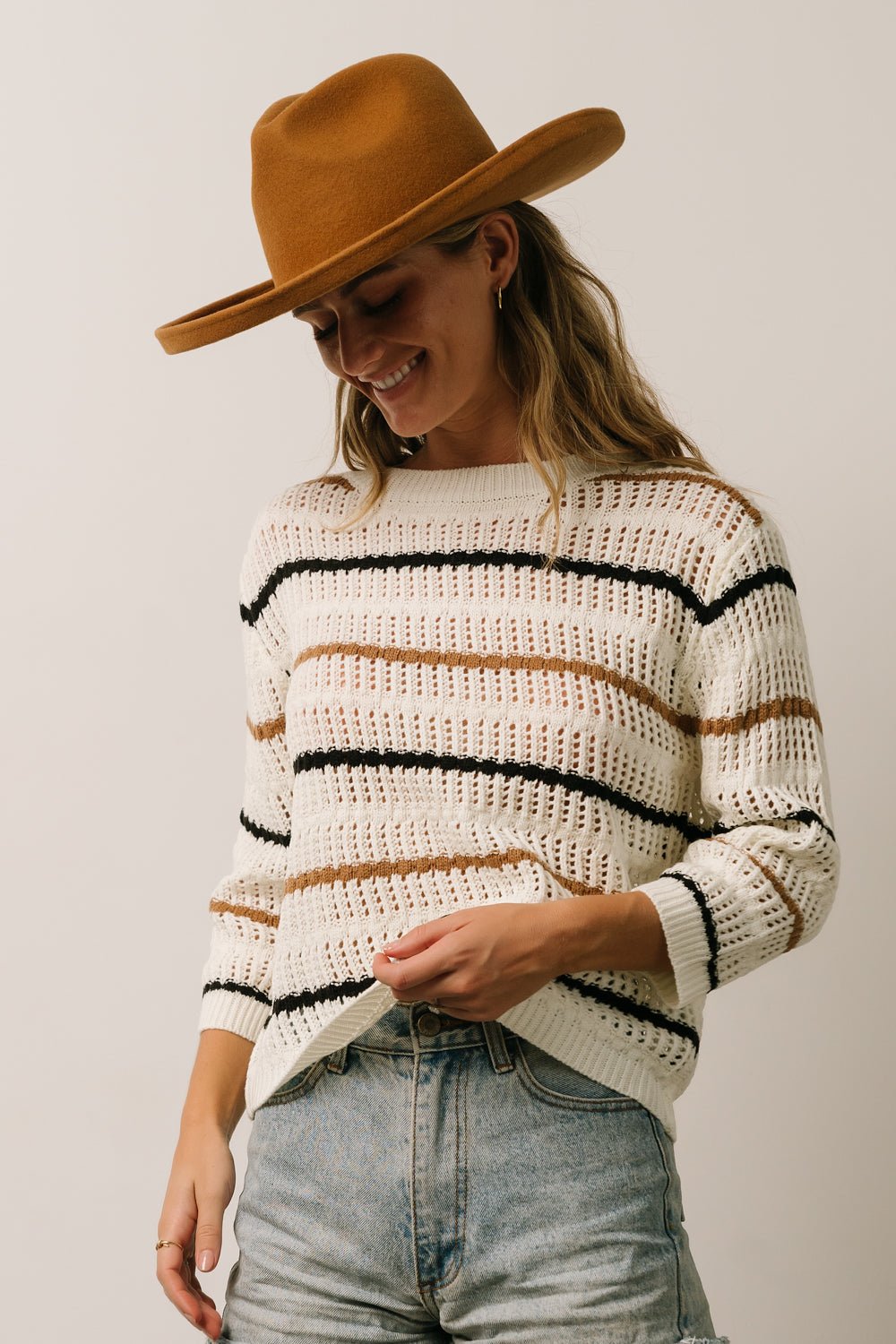 Sundance Knit Sweater Top | Ivory Multi Stripe