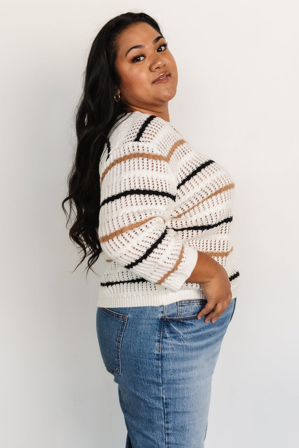 Sundance Knit Sweater Top | Ivory Multi Stripe