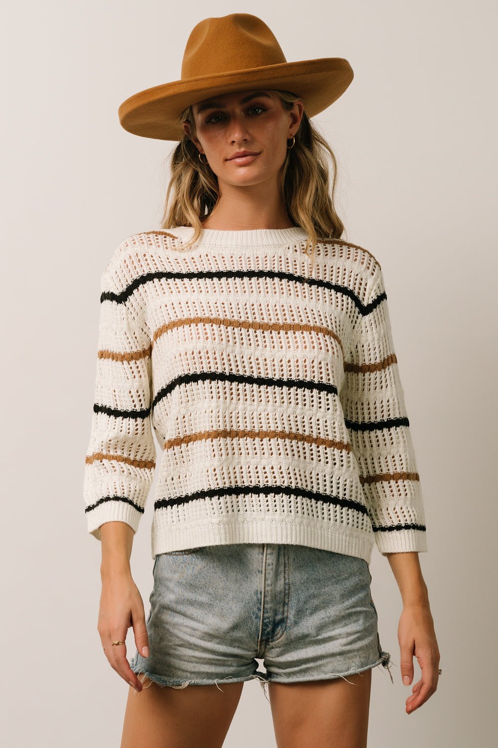 Sundance Knit Sweater Top | Ivory Multi Stripe