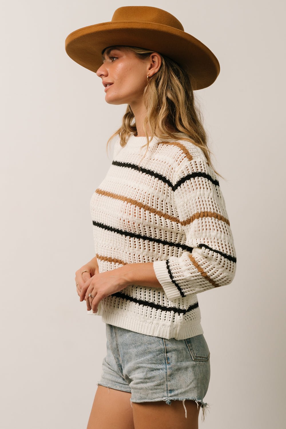 Sundance Knit Sweater Top | Ivory Multi Stripe