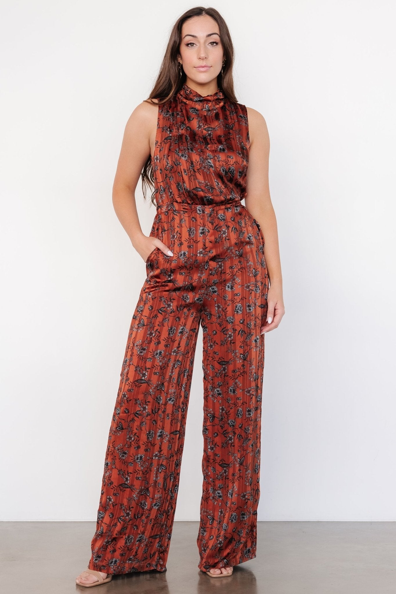 Suni Sleeveless Jumpsuit | Copper + Slate Floral