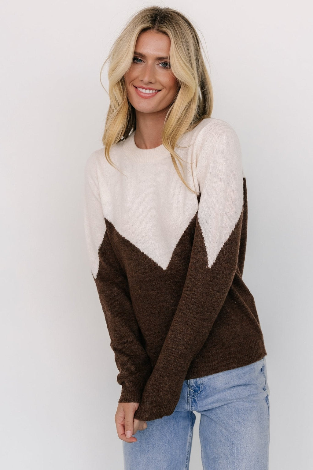 Tanner Sweater | Ivory + Brown