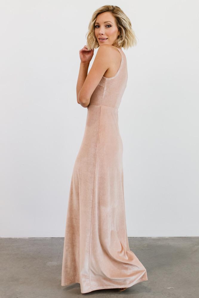 Tatiana Velvet One Shoulder Maxi Dress | Champagne