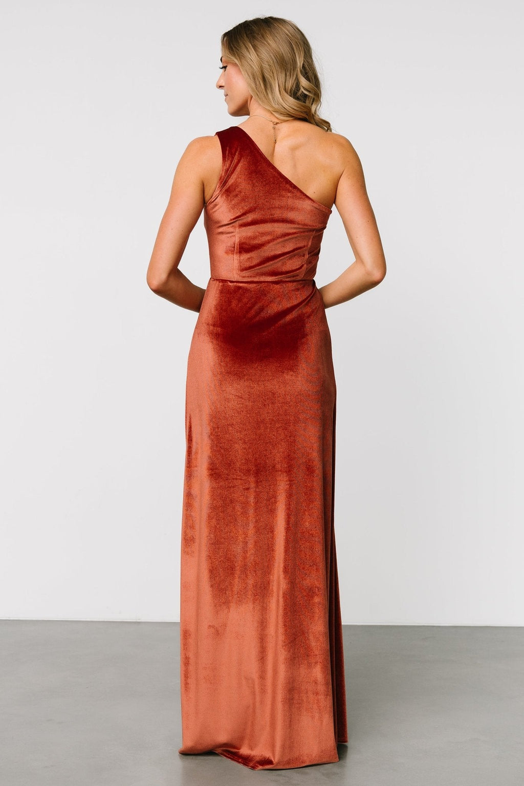 Tatiana Velvet One Shoulder Maxi Dress | Cinnamon