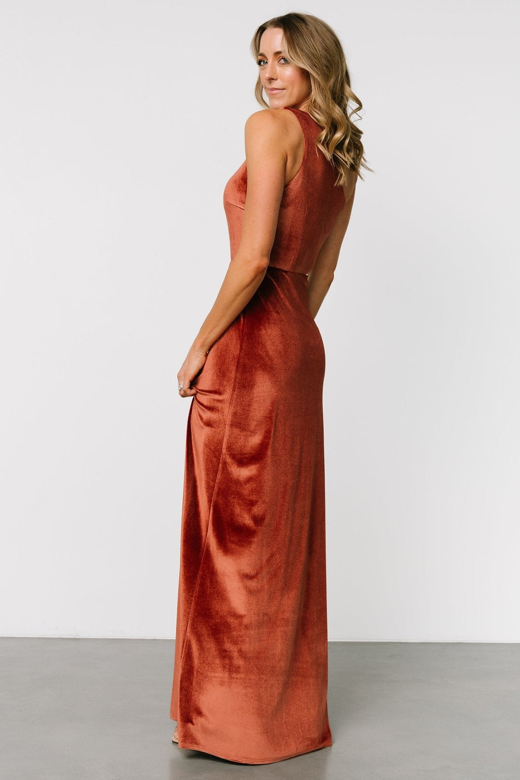Tatiana Velvet One Shoulder Maxi Dress | Cinnamon