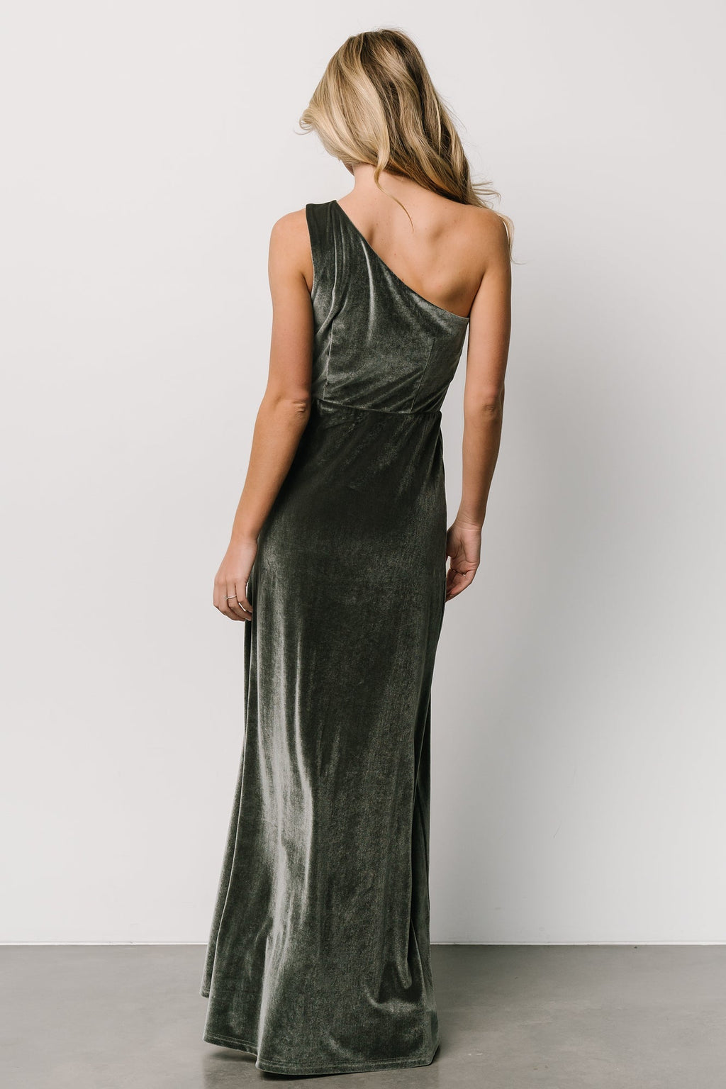 Tatiana Velvet One Shoulder Maxi Dress | Eucalyptus