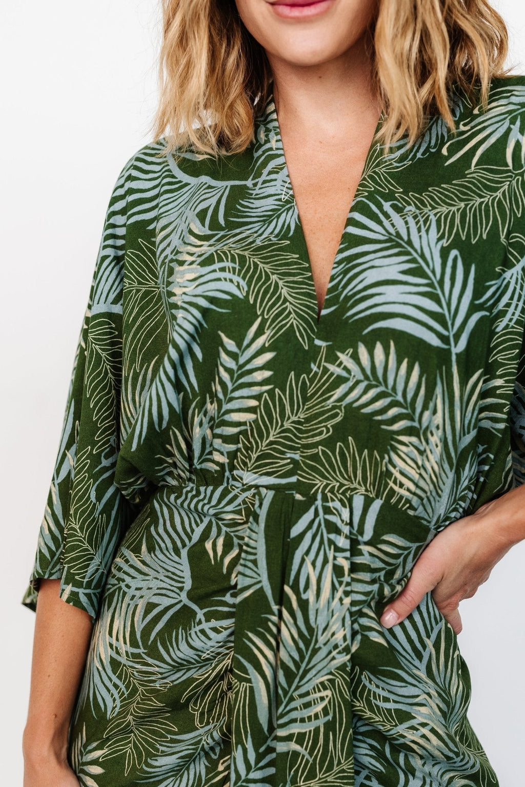 Tula Kimono Dress | Green + Blue Print