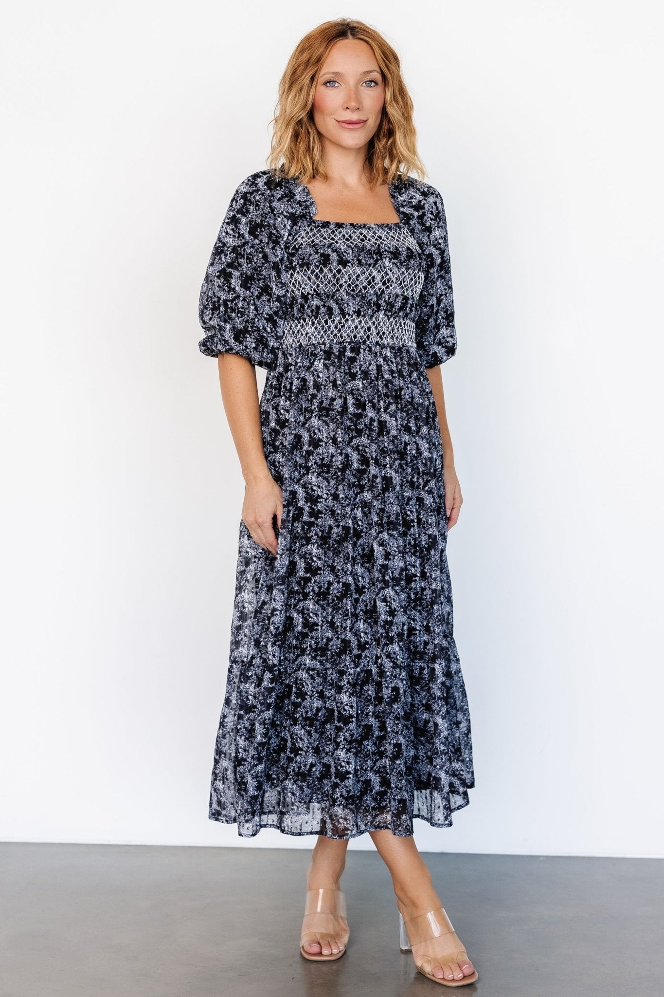 Tulsa Smocked Dress | Black + White