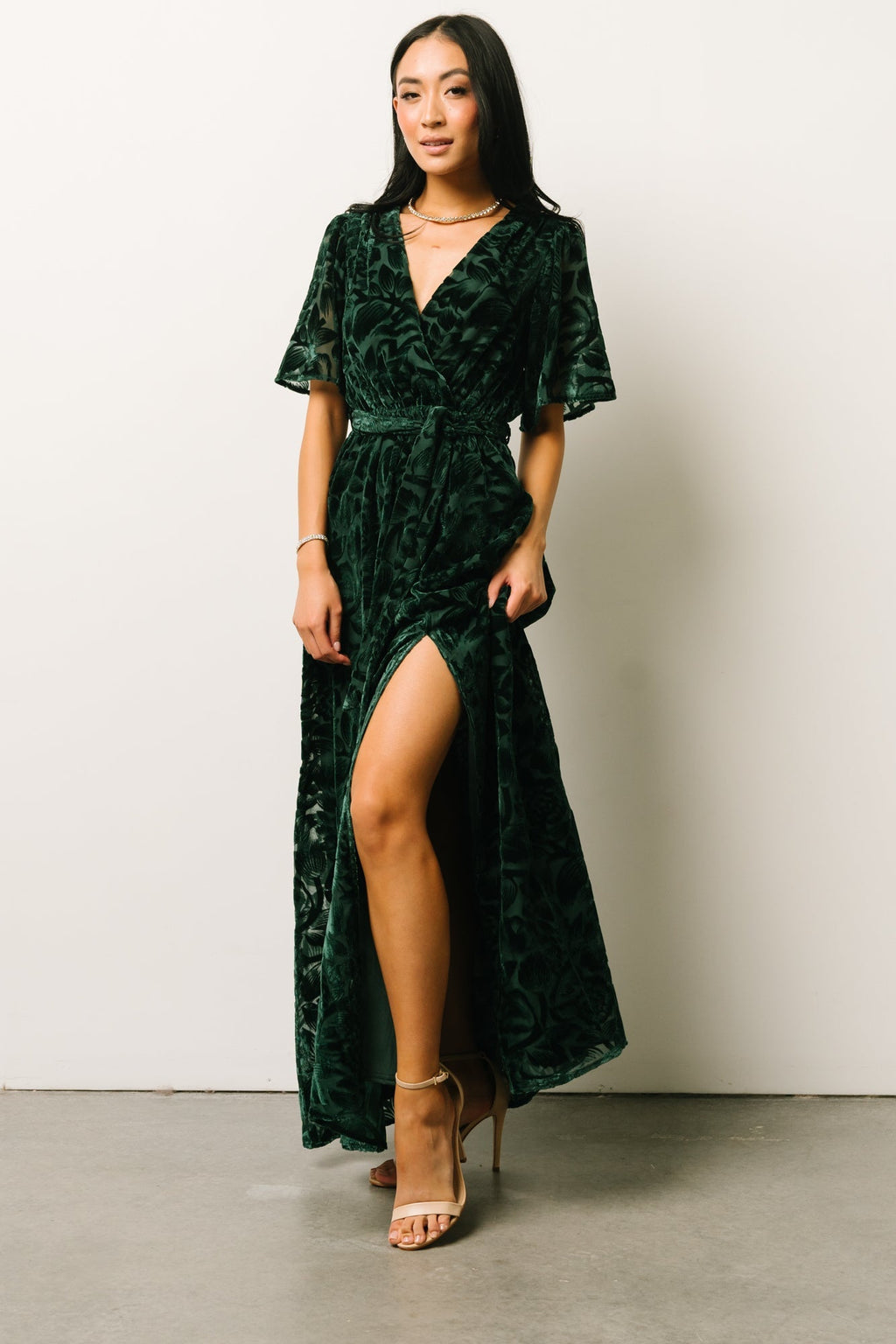 Uma Velvet Maxi Dress | Dark Green