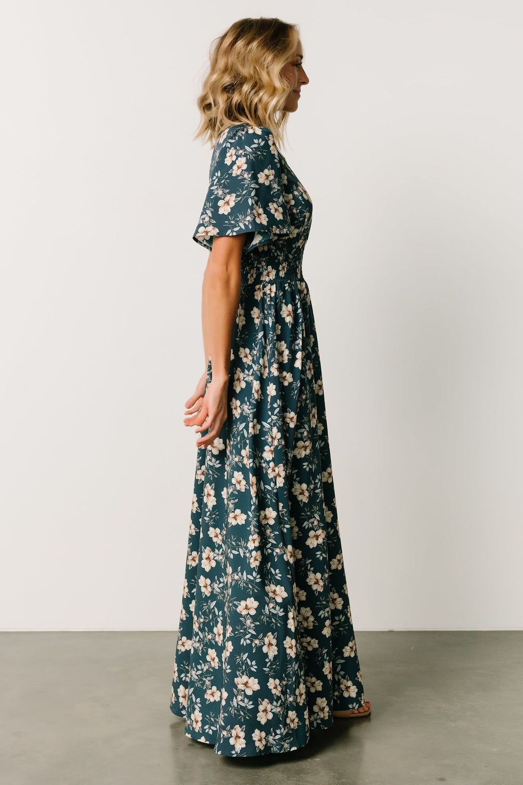 Verona Smocked Maxi Dress | Slate Floral