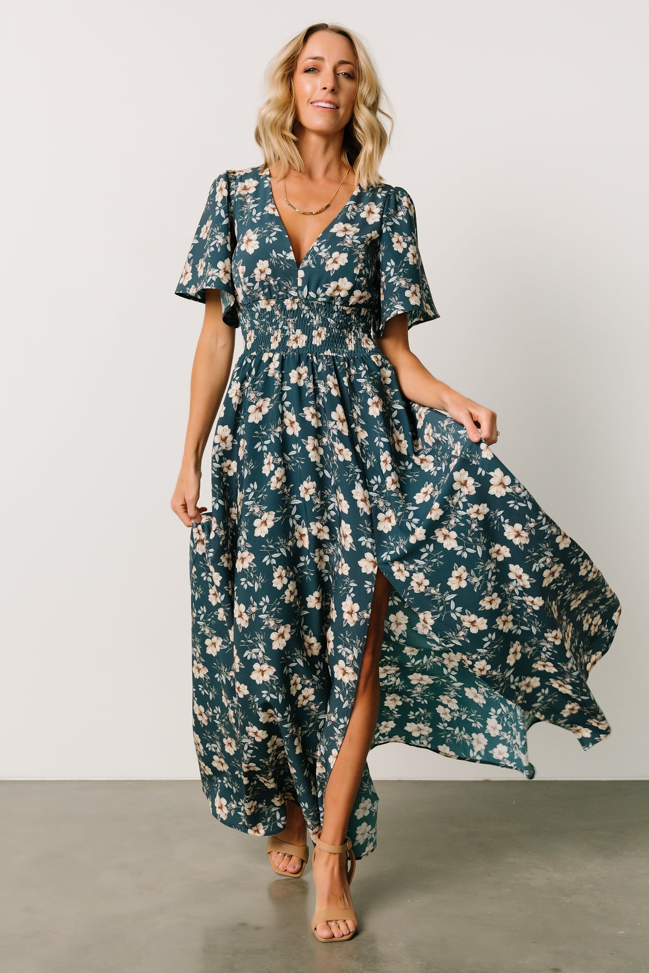 Verona Smocked Maxi Dress | Slate Floral