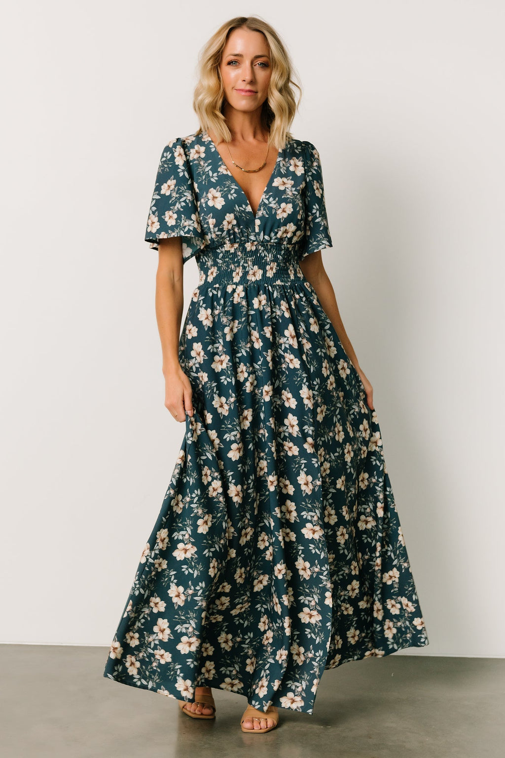 Verona Smocked Maxi Dress | Slate Floral