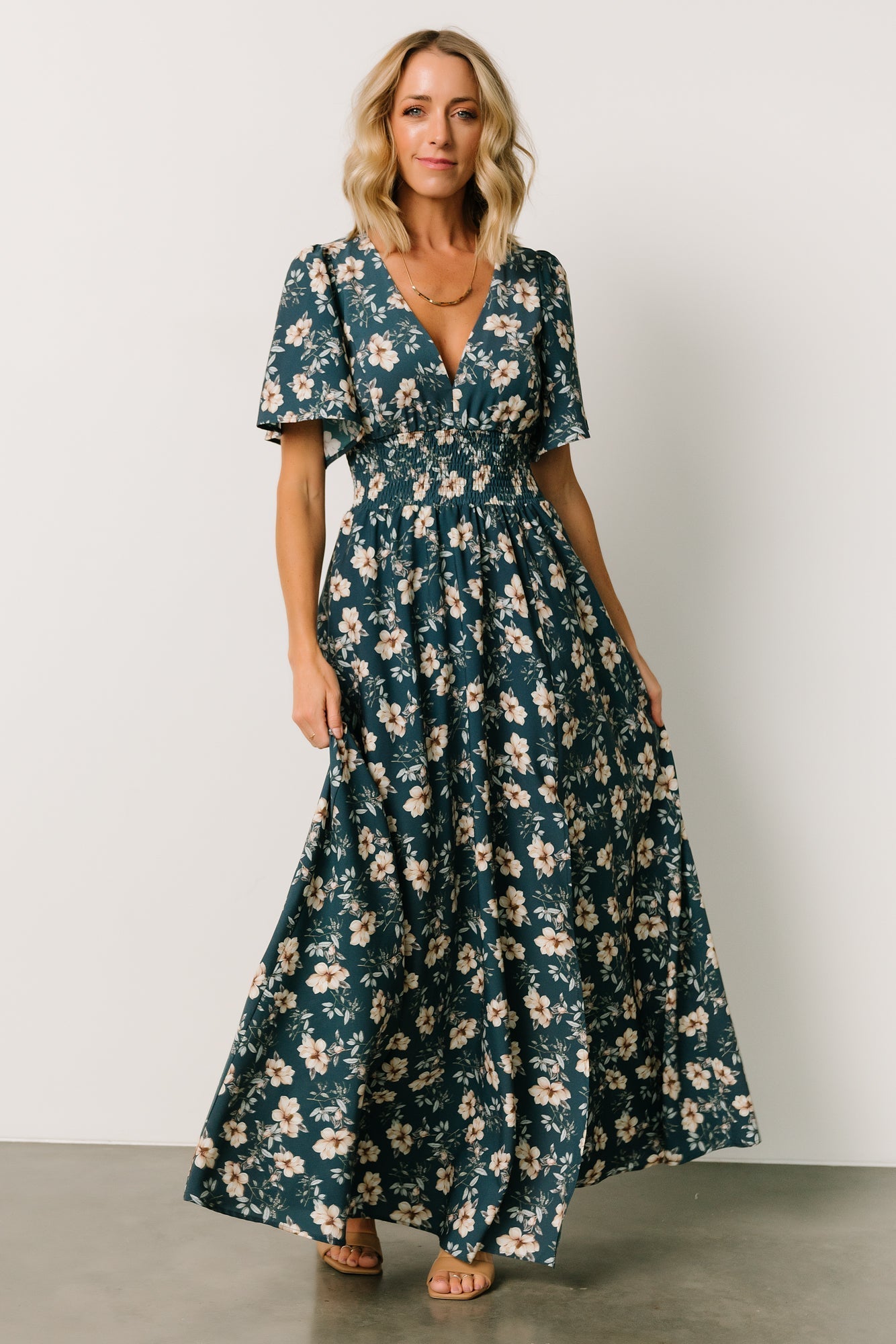 Verona Smocked Maxi Dress | Slate Floral