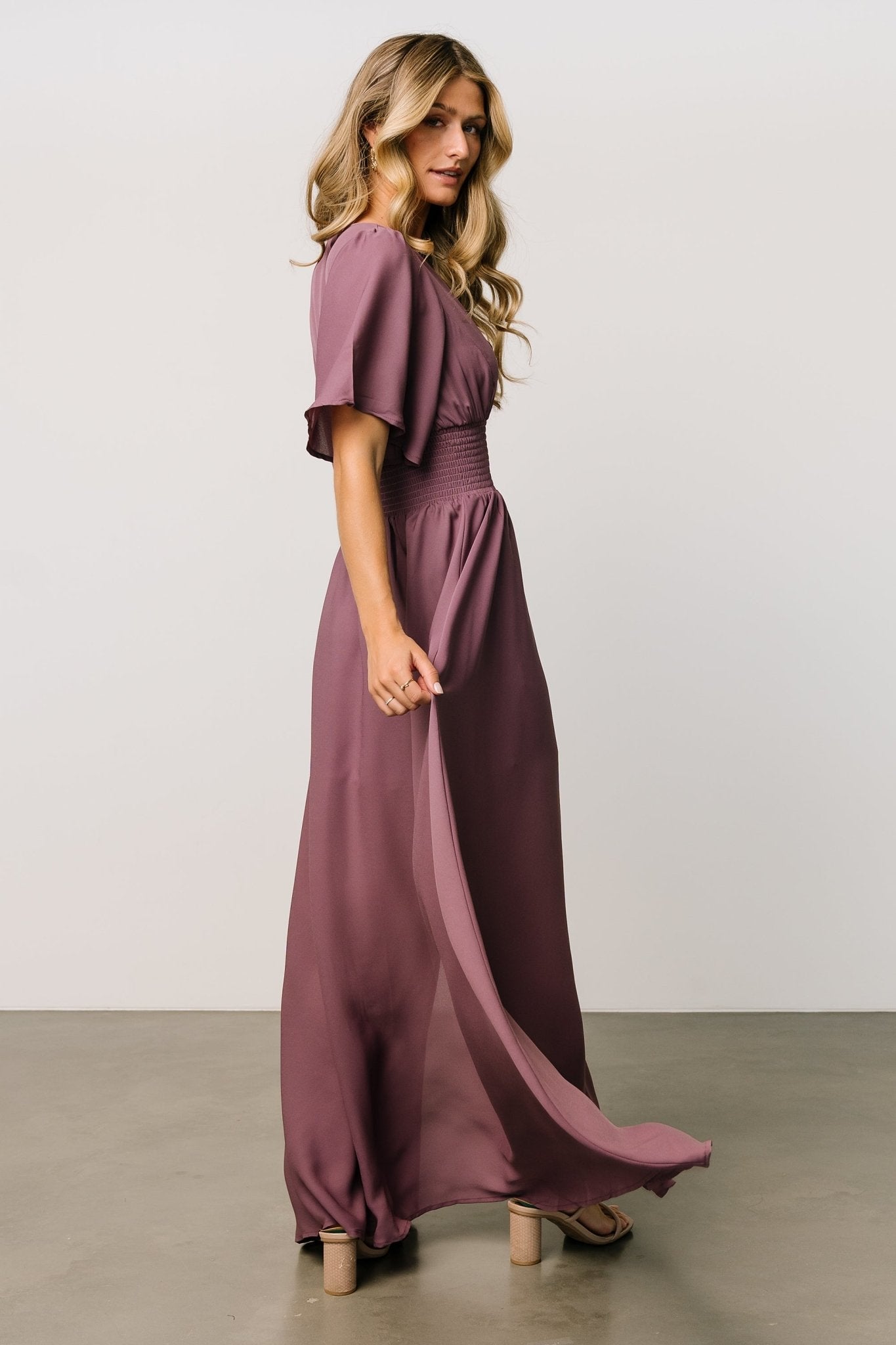 Verona Smocked Maxi Dress | Vintage Plum