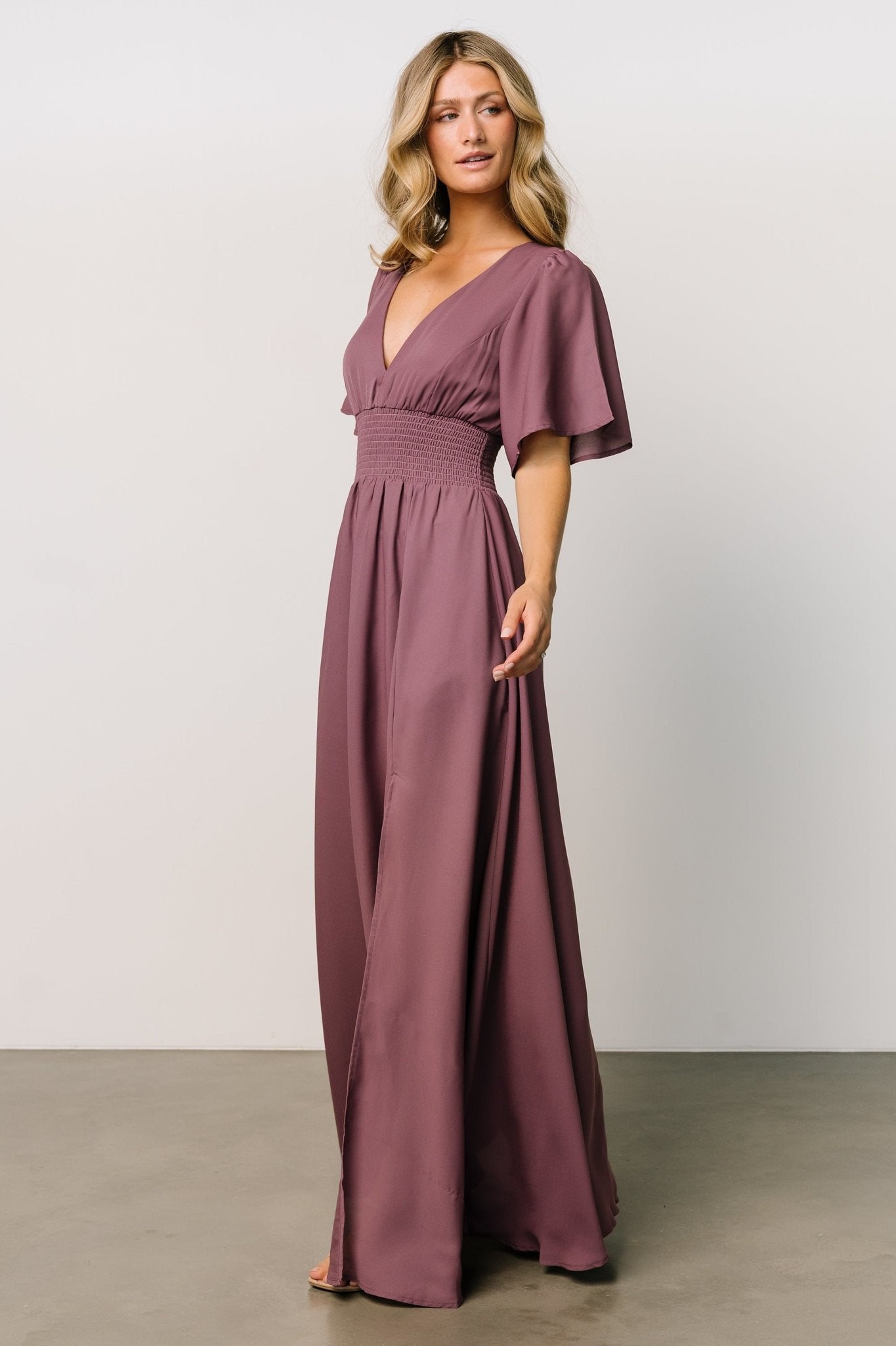 Verona Smocked Maxi Dress | Vintage Plum