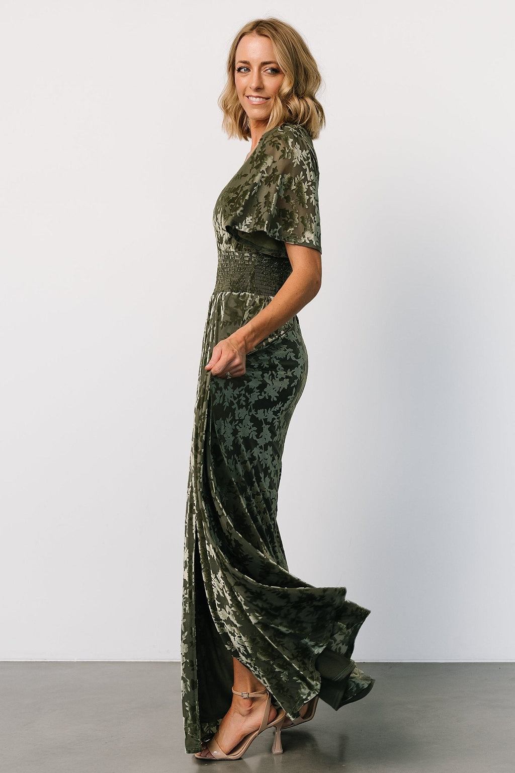 Veronica Velvet Maxi Dress | Dark Sage