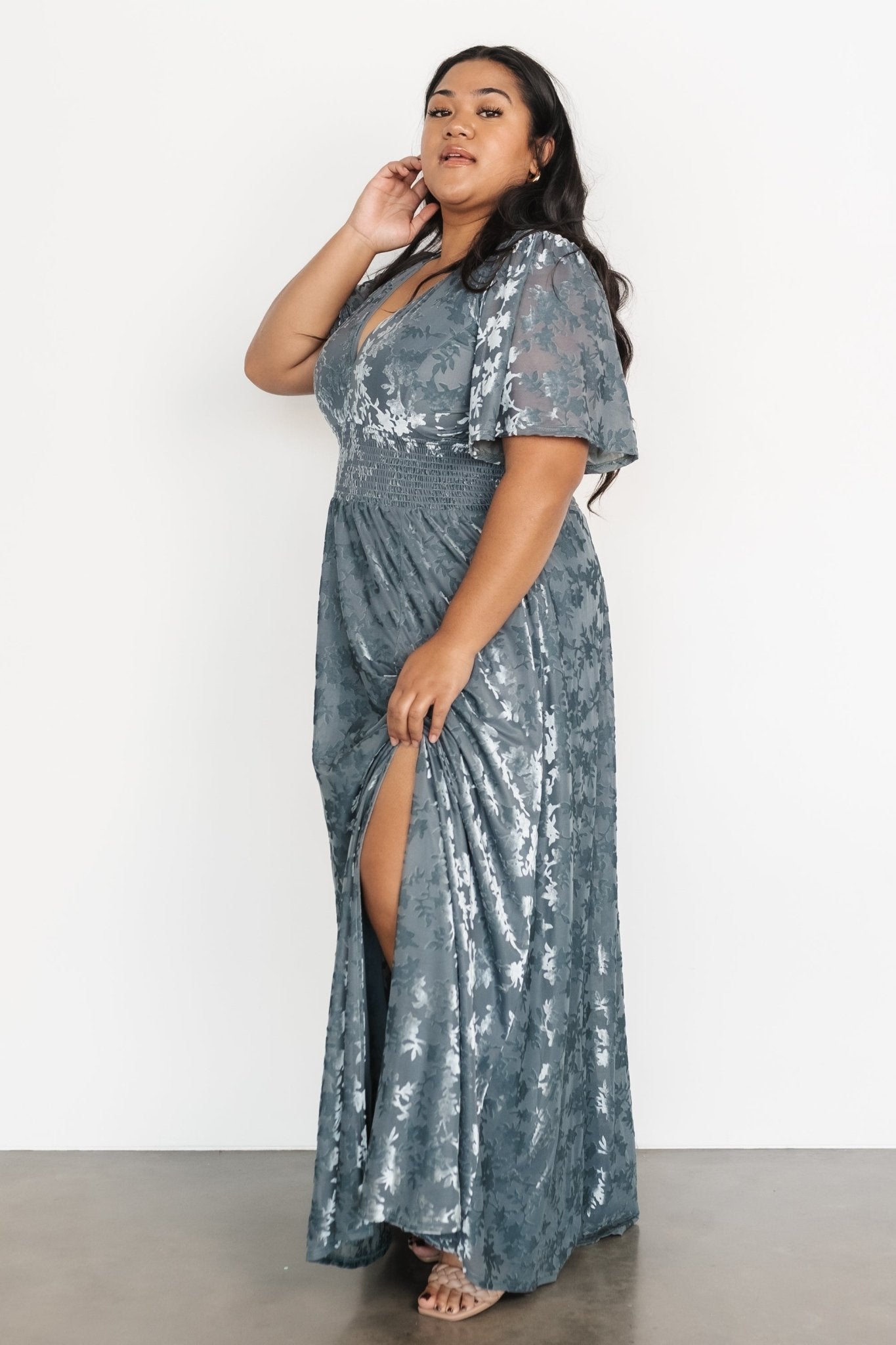 Veronica Velvet Maxi Dress | Slate Blue