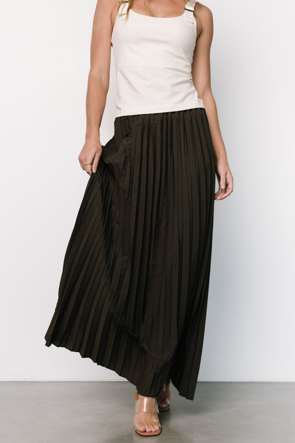 Vinny Pleated Maxi Skirt | Charcoal