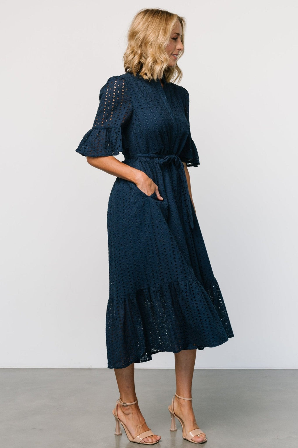 Virginia Eyelet Midi Dress | Navy