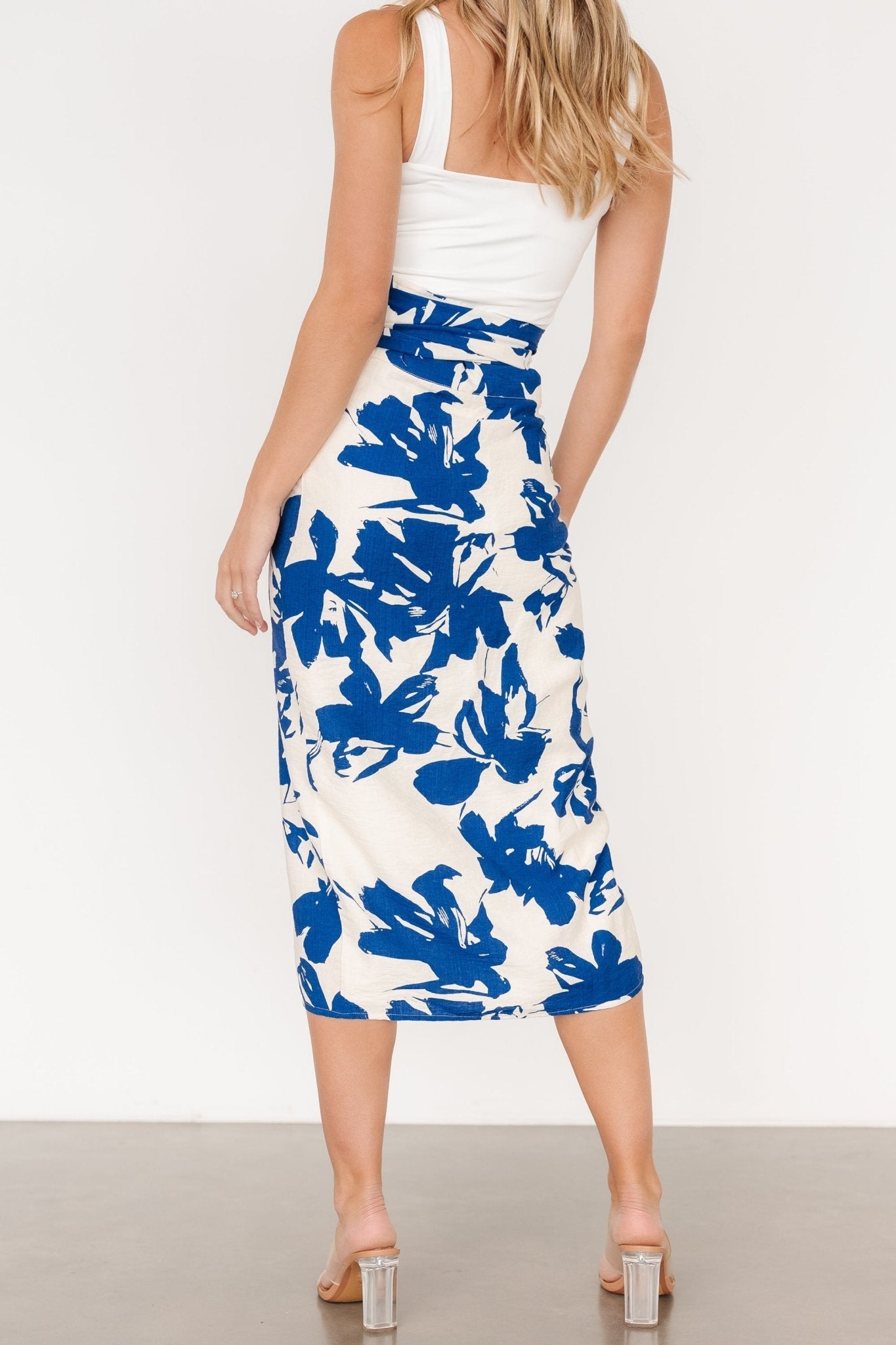 Vista Wrap Midi Skirt | Blue Print