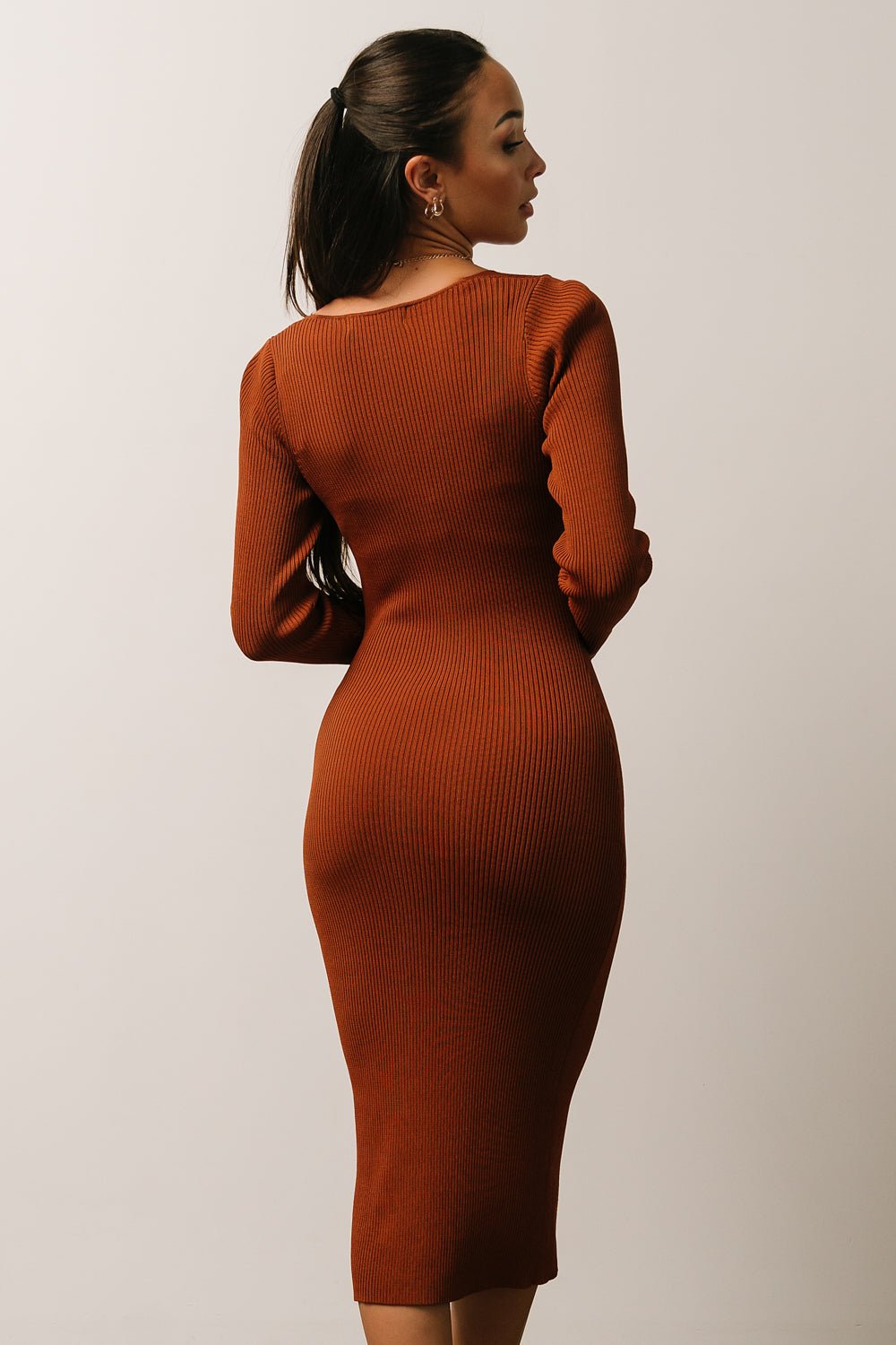 Waldorf Ribbed Midi Dress | Chestnut