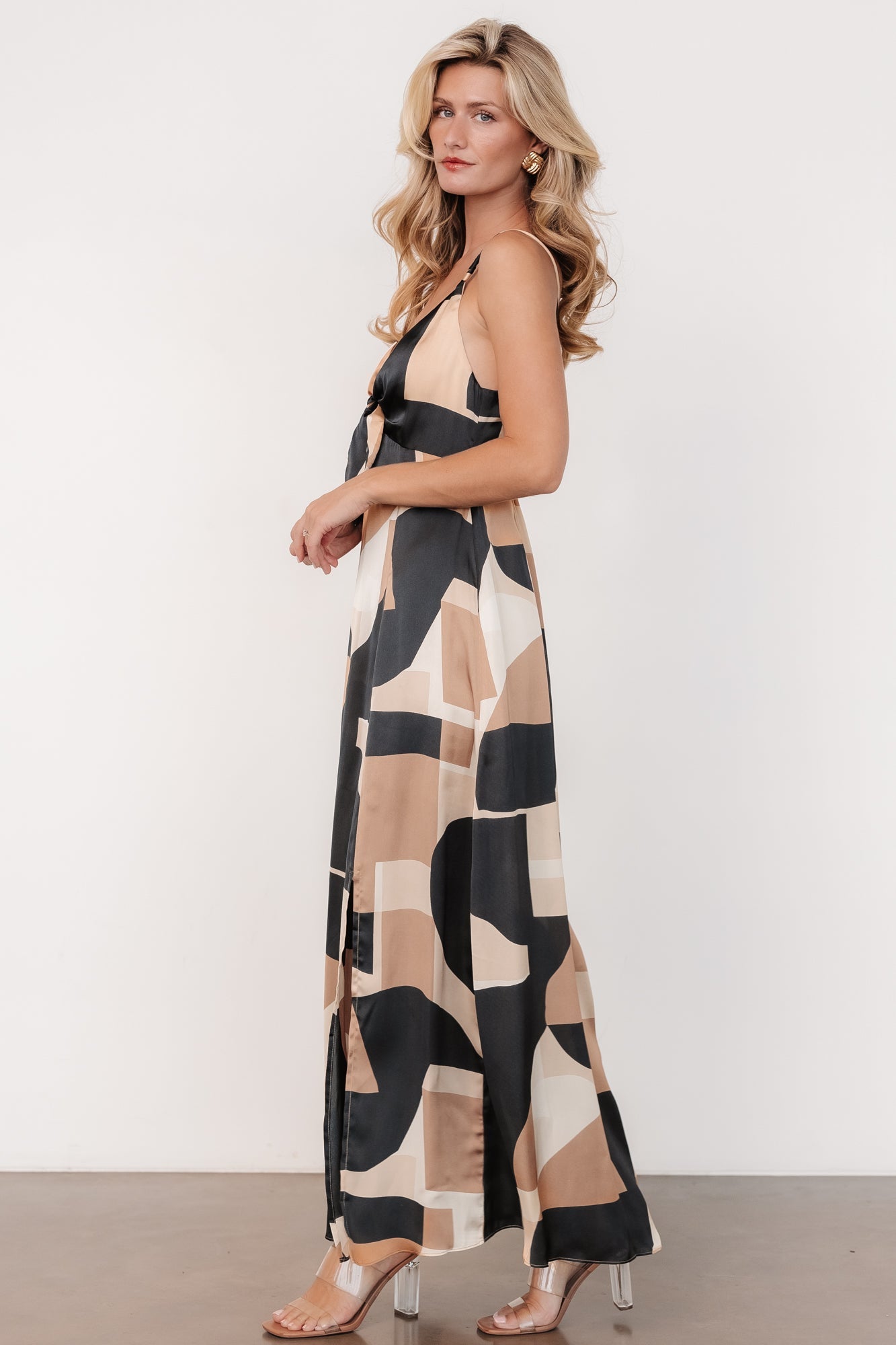 Xanthe Slip Dress | Midnight + Taupe Print