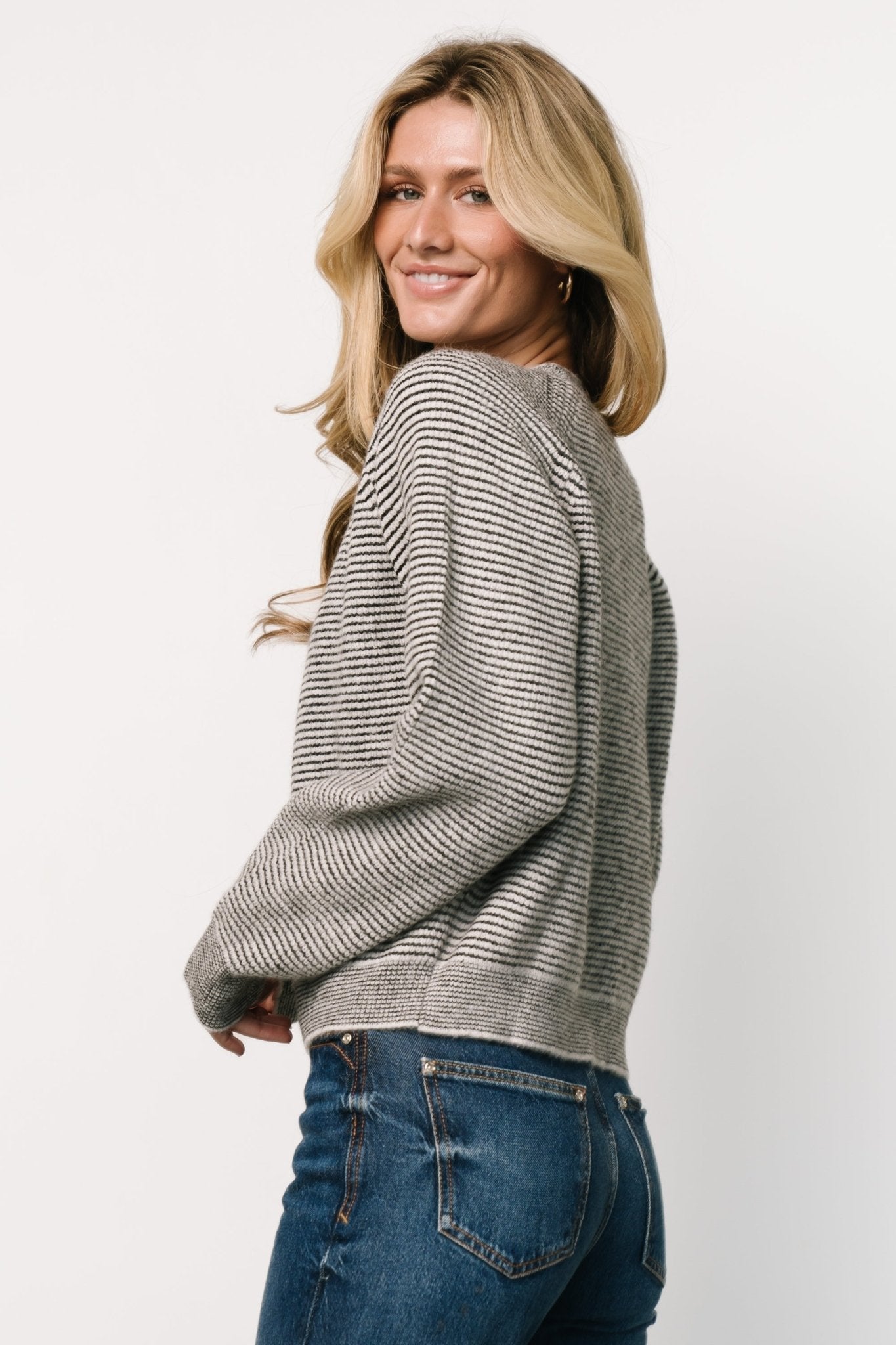 Zadie Striped Sweater | Ivory + Black