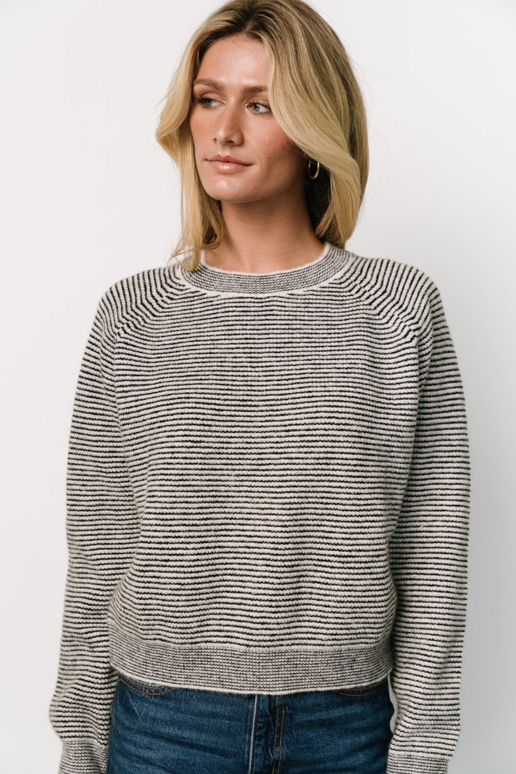 Zadie Striped Sweater | Ivory + Black