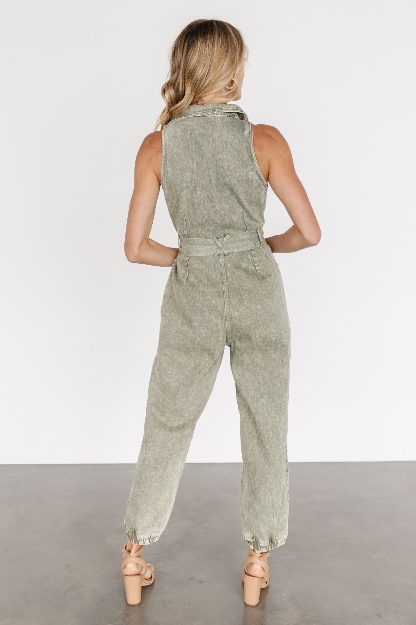 Zahara Sleeveless Jumpsuit | Washed Olive