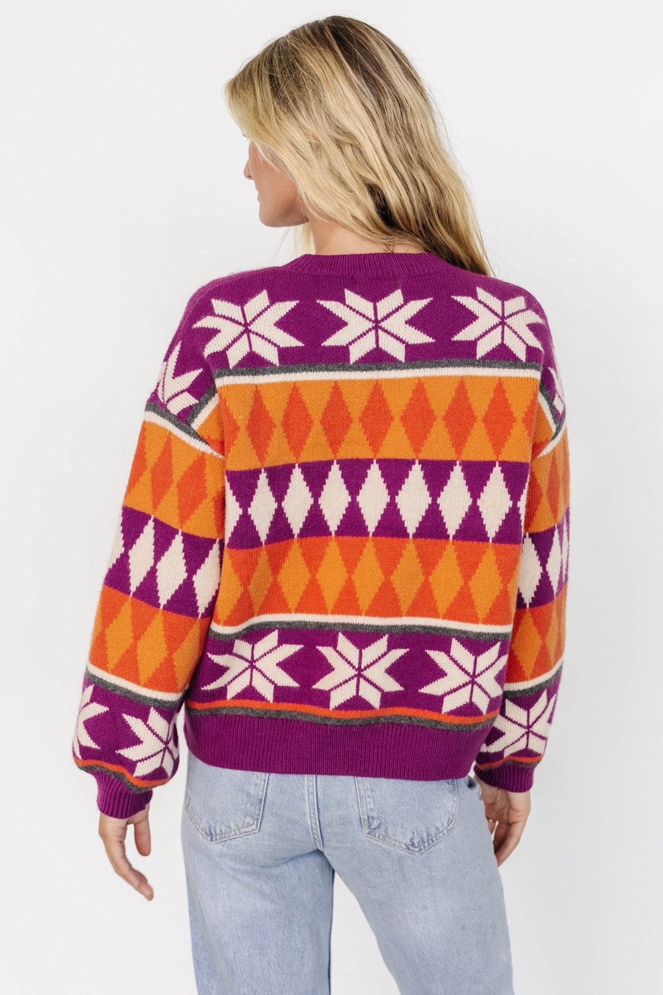 Zermatt Sweater | Magenta + Orange Print