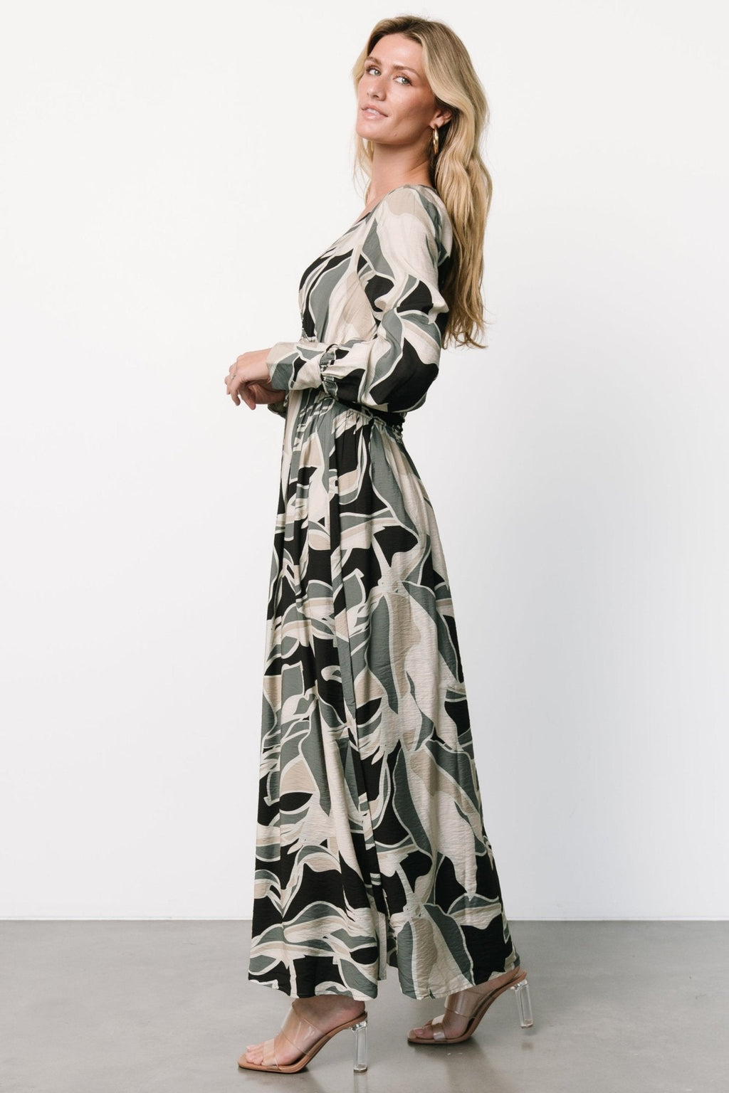Zinnia Maxi Dress | Black + Eucalyptus Print